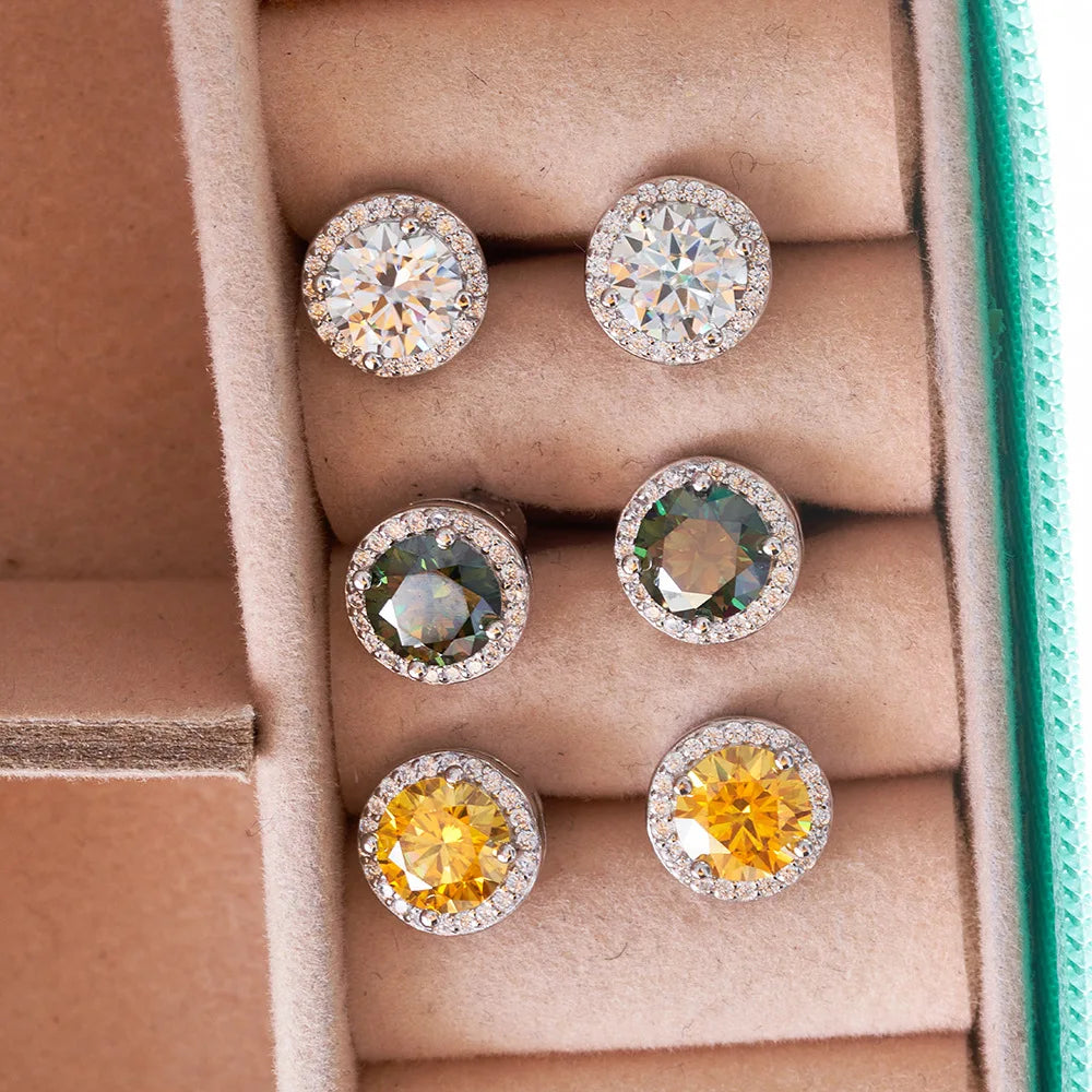 9ct Moissanite 925 Sterling Silver Ring Earrings Necklace Jewelry Set Gift