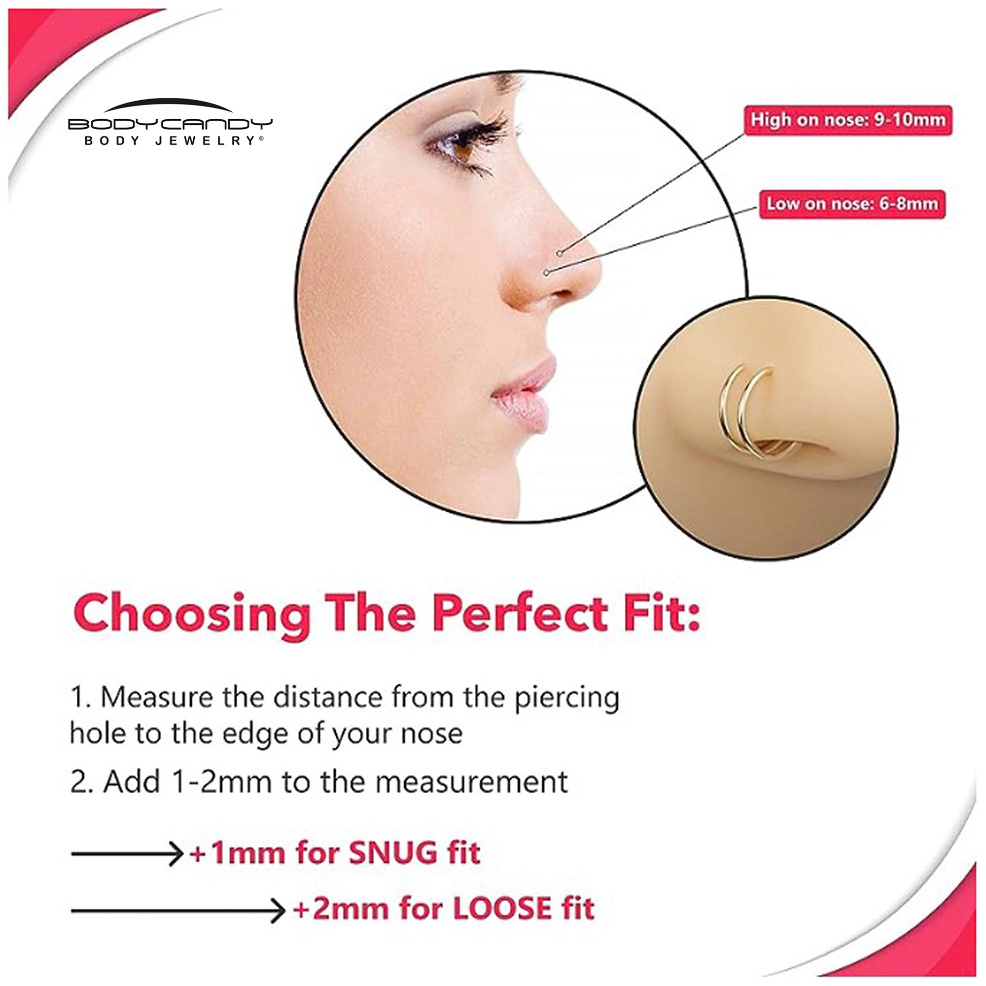 14k Solid White Gold Double Hoop Nose Spiral Nose Ring