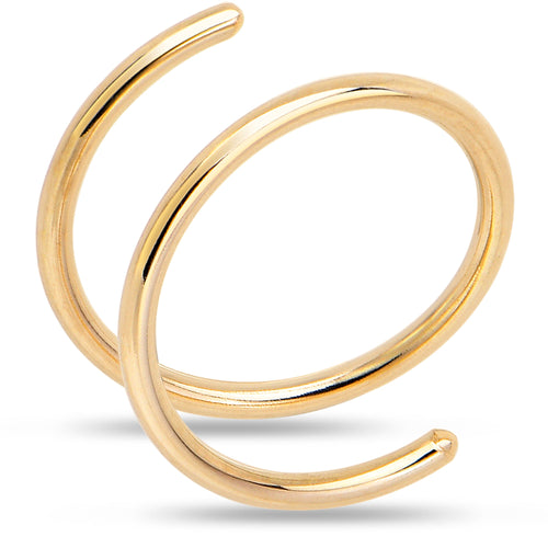 14k Solid Yellow Gold Double Hoop Nose Spiral Nose Ring