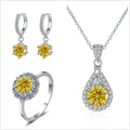 Moissanite Jewelry Set 925 Sterling Silver Ring Earring Pendant Necklace Bridal